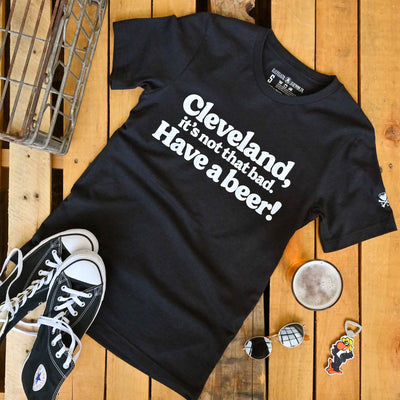 Cleveland, Its Not That Bad. Have a Beer! - Black Heather - Unisex Crew T-Shirt