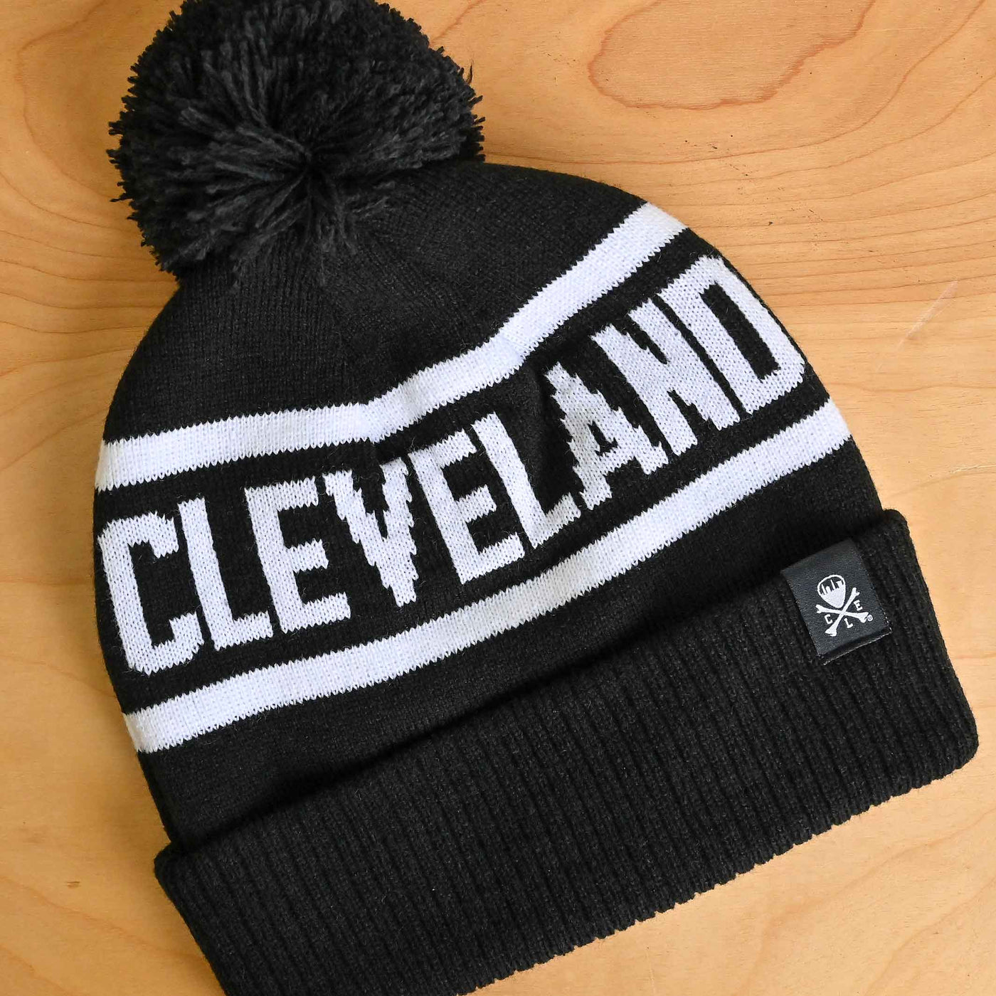 Cleveland Jacquard Pom Beanie - Black