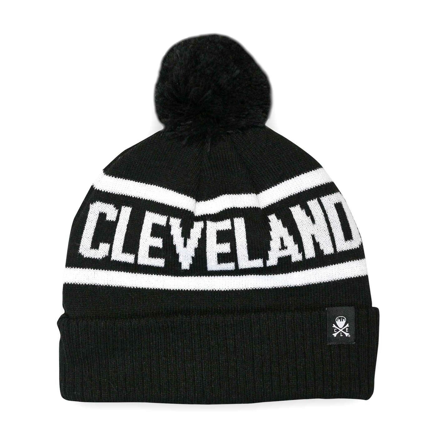 Cleveland Jacquard Pom Beanie - Black