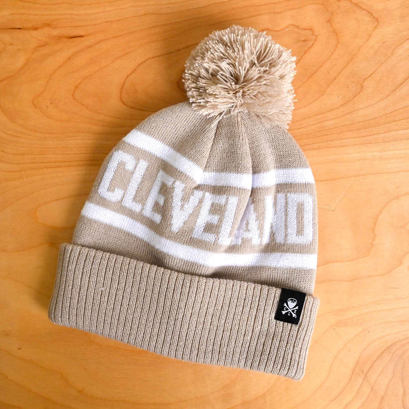 Cleveland Jacquard Pom Beanie - Khaki