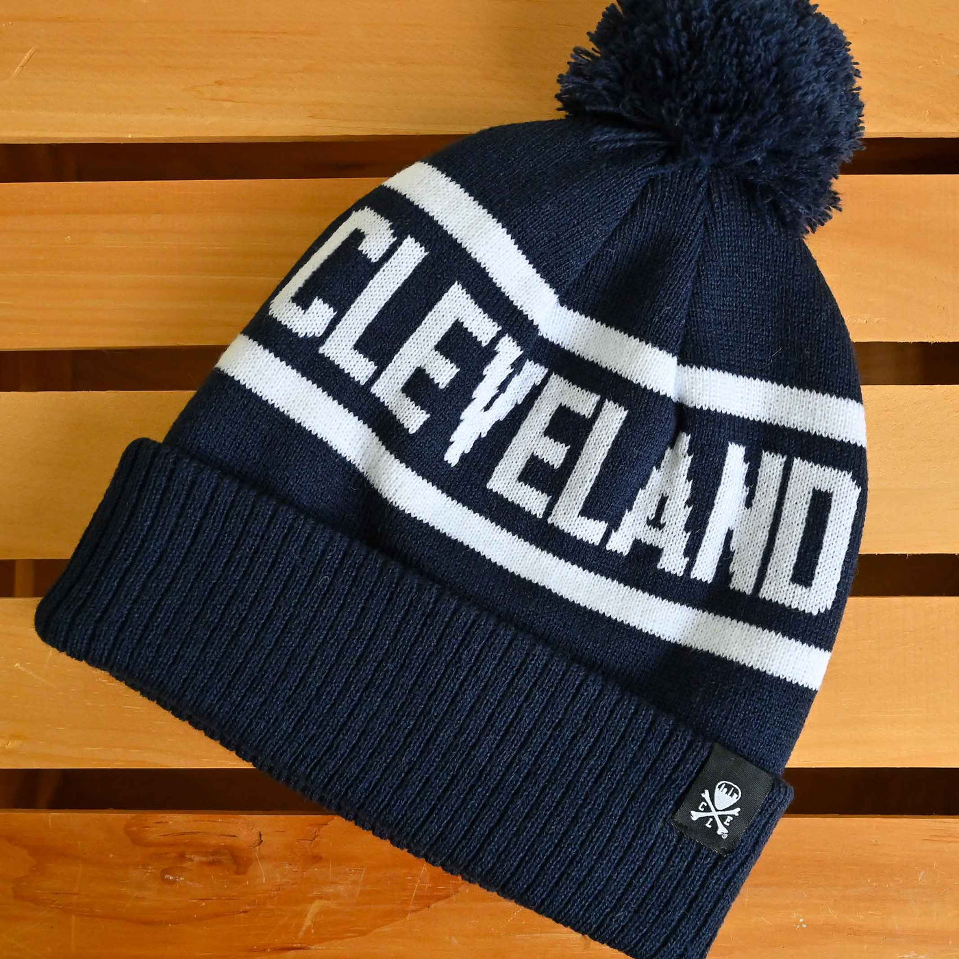 Cleveland Jacquard Pom Beanie - Navy