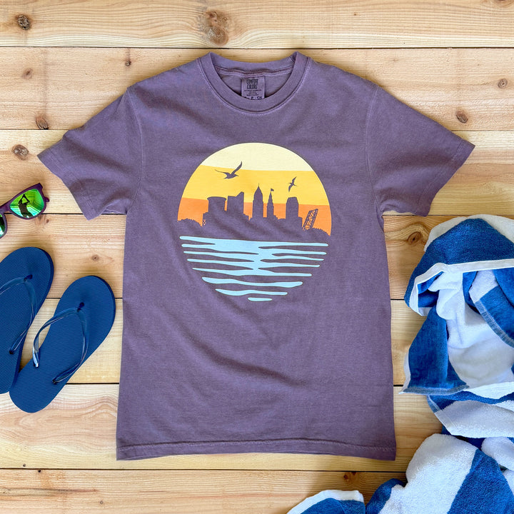 Cleveland Sunset T-Shirt | Lake Erie Skyline Graphic Tee | CLE