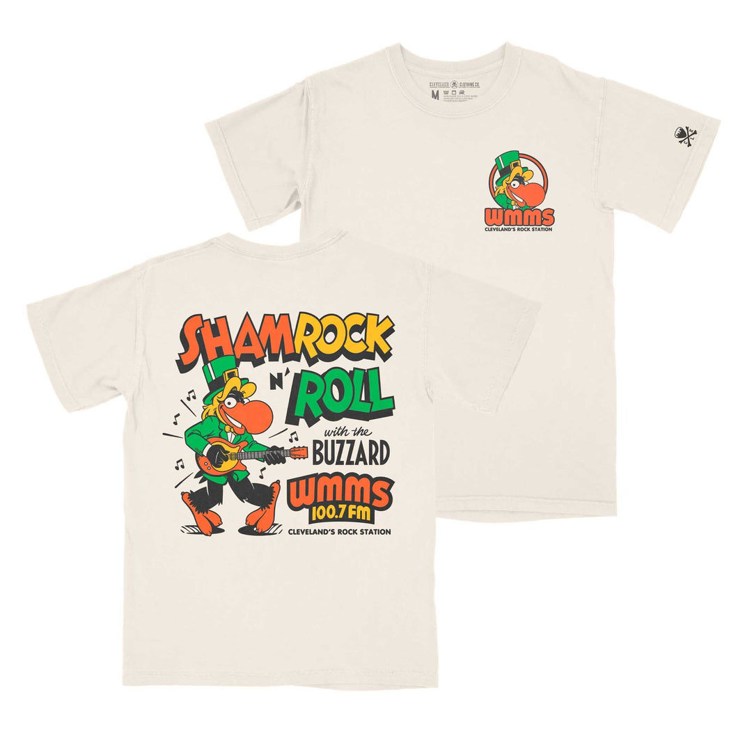 WMMS 100.7 FM The Buzzard Shamrock & Roll - Mens/Unisex Crew T-Shirt *