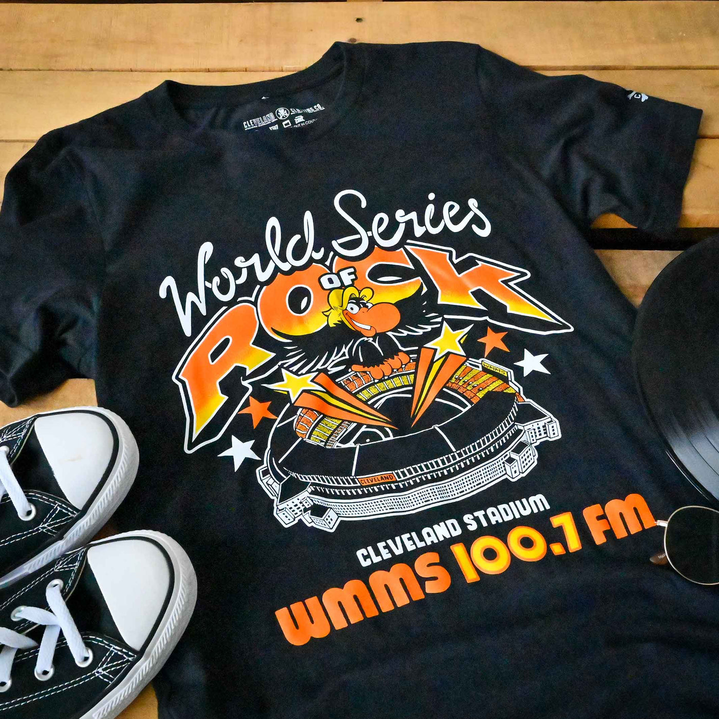 WMMS 100.7 FM The Buzzard - World Series Of Rock - Unisex Crew T-Shirt  *Officially Licensed