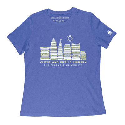 Cleveland Public Library Skyline - Womens Relaxed Fit Crew