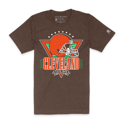 Cleveland Football Helmet Throwback - Mens/Unisex Crew T-shirt - Heather Brown