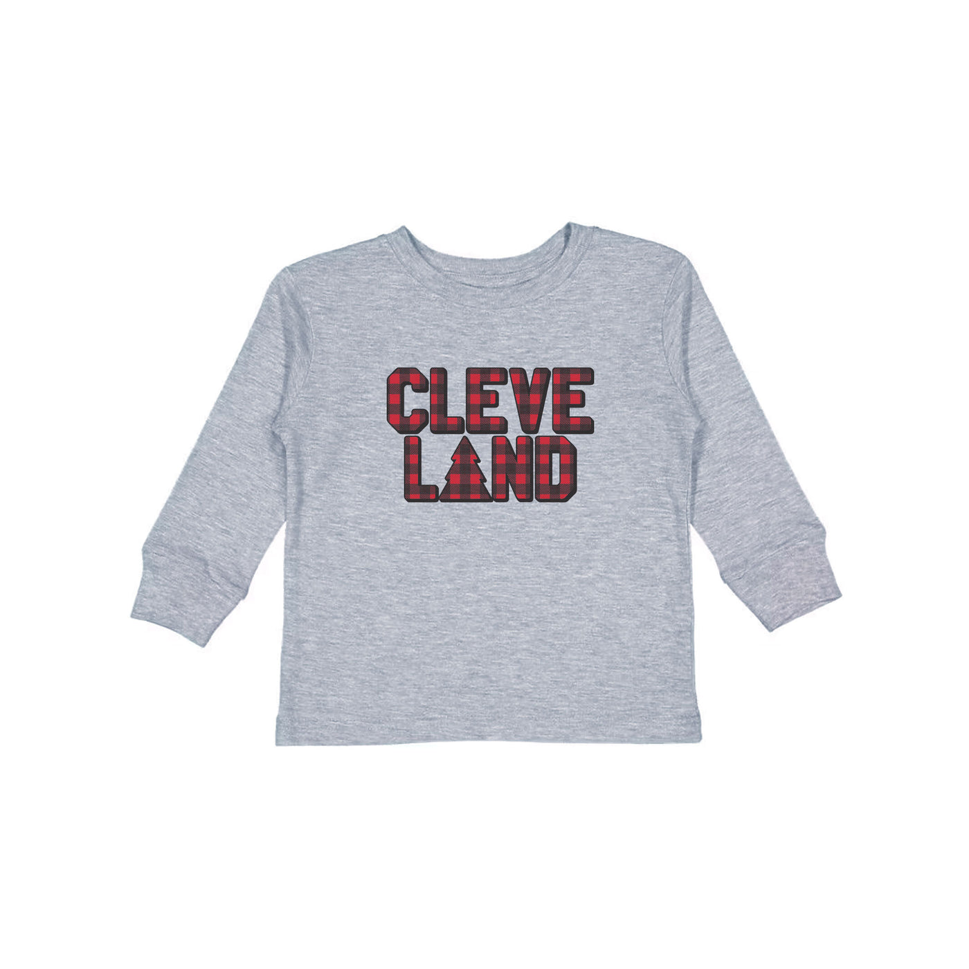 CLEVELAND - Buffalo Plaid - Toddler Long Sleeve Crew T-Shirt