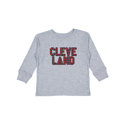 CLEVELAND - Buffalo Plaid - Toddler Long Sleeve Crew T-Shirt