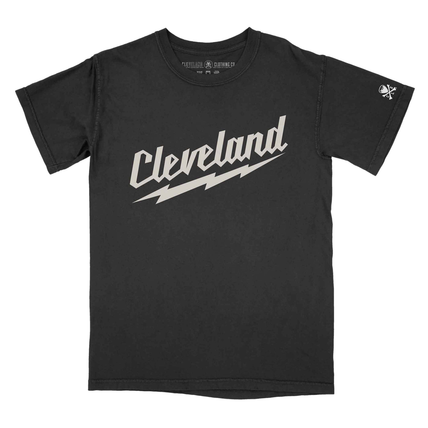 Cleveland Rock Script Lightning Bolt - Mens/Unisex Crew T-shirt