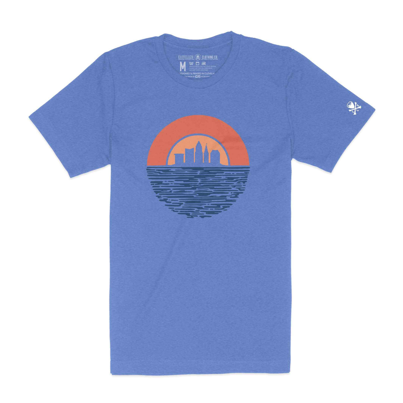 Cleveland Sunset - Unisex Crew T-Shirt - Heather Blue