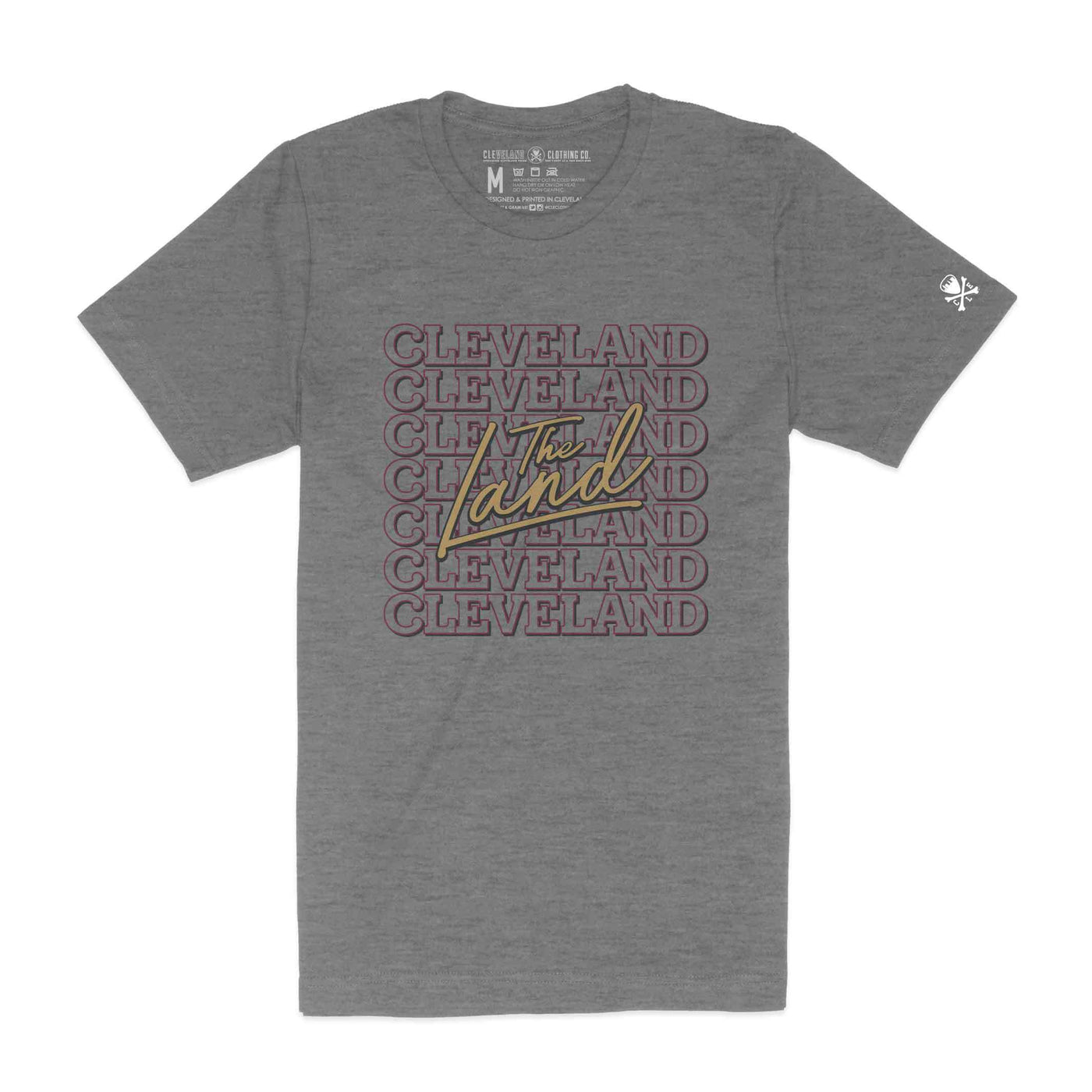 The Land Cleveland Repeat - Wine/Gold - Unisex Crew T-Shirt