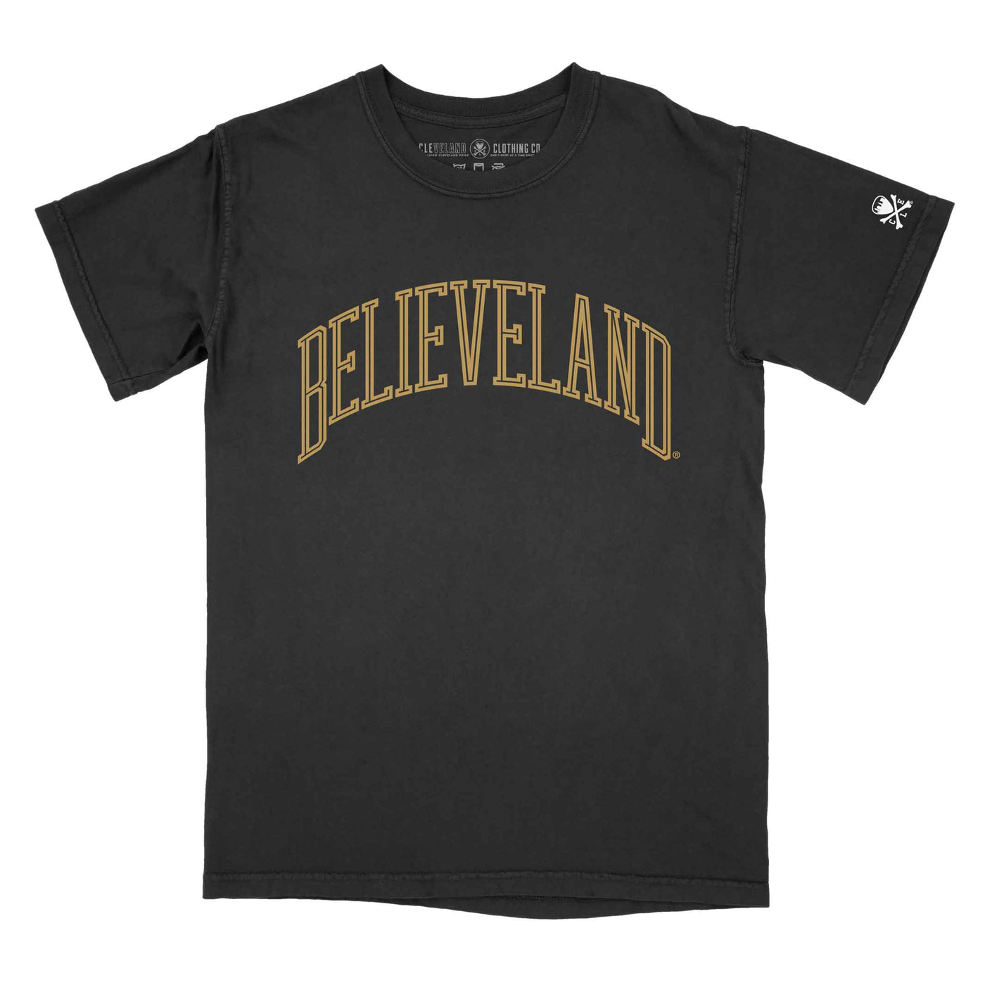 Believeland Arch - Black/Gold - Mens/Unisex Crew T-Shirt