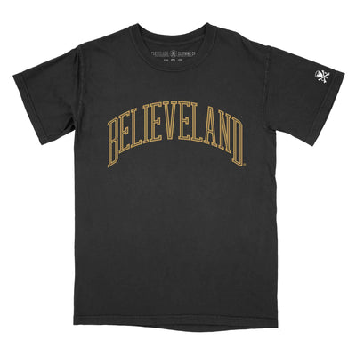 Believeland Arch - Black/Gold - Mens/Unisex Crew T-Shirt