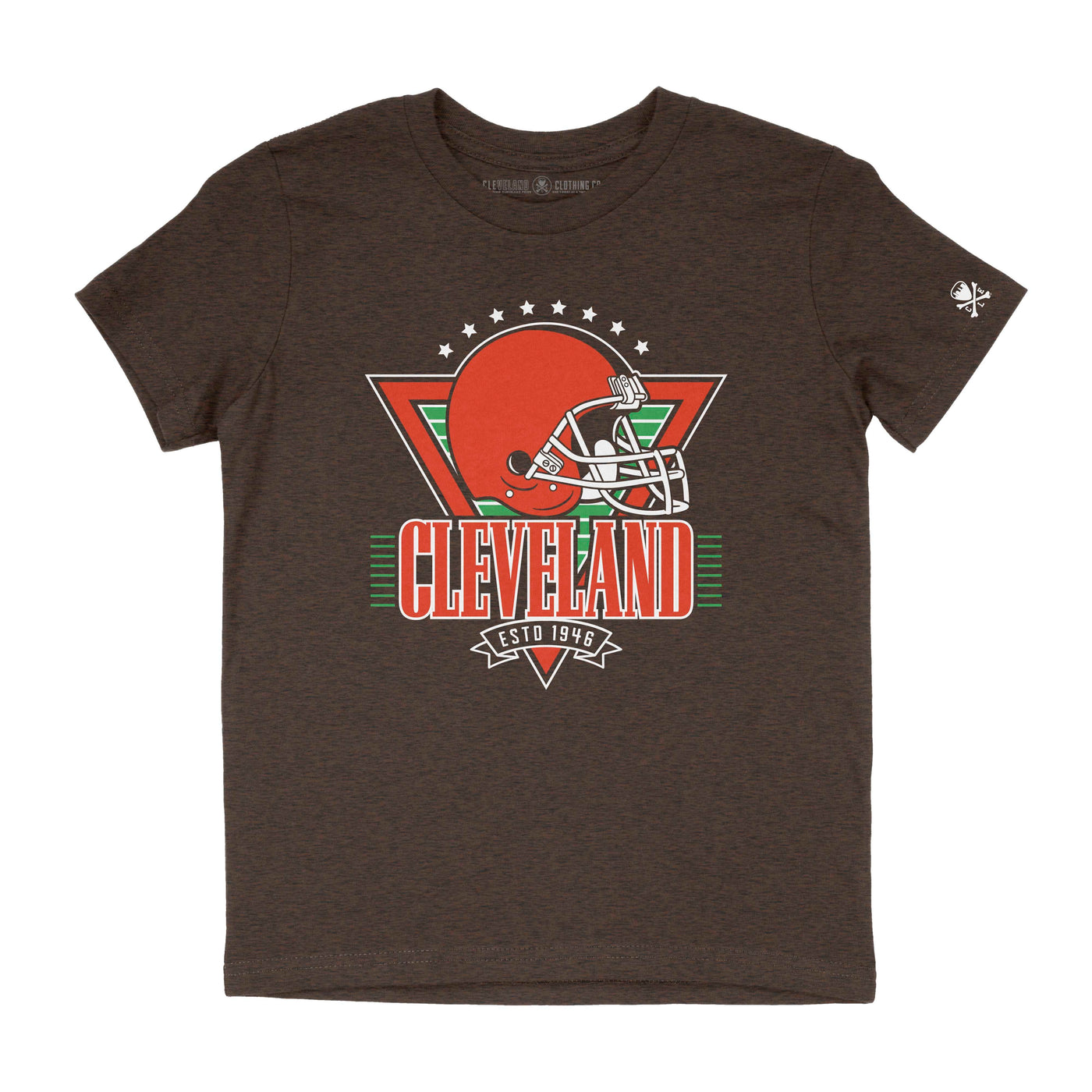 Cleveland Football Helmet Throwback - Youth Crew T-Shirt