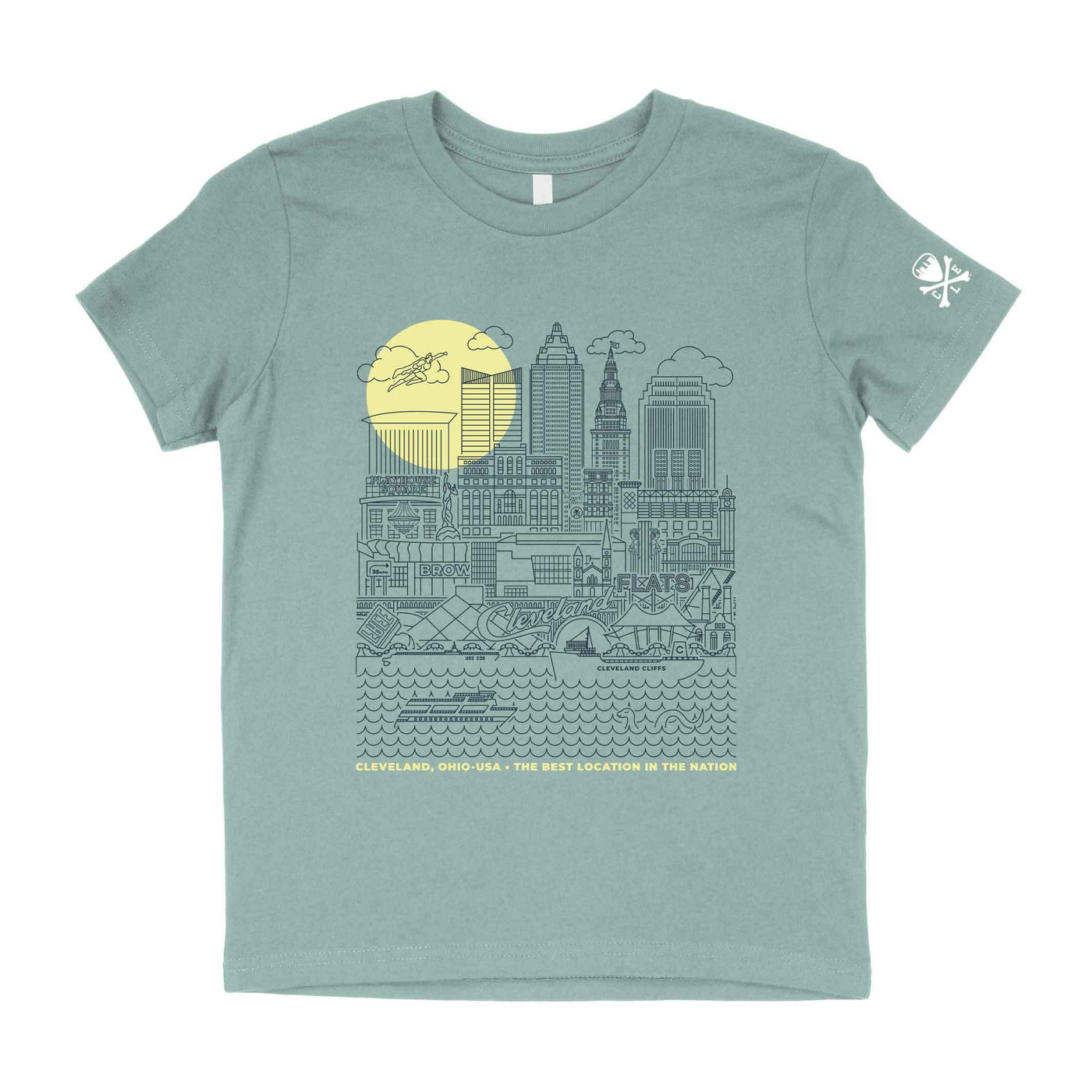 Cleveland Skyline Icons - Youth Crew T-shirt