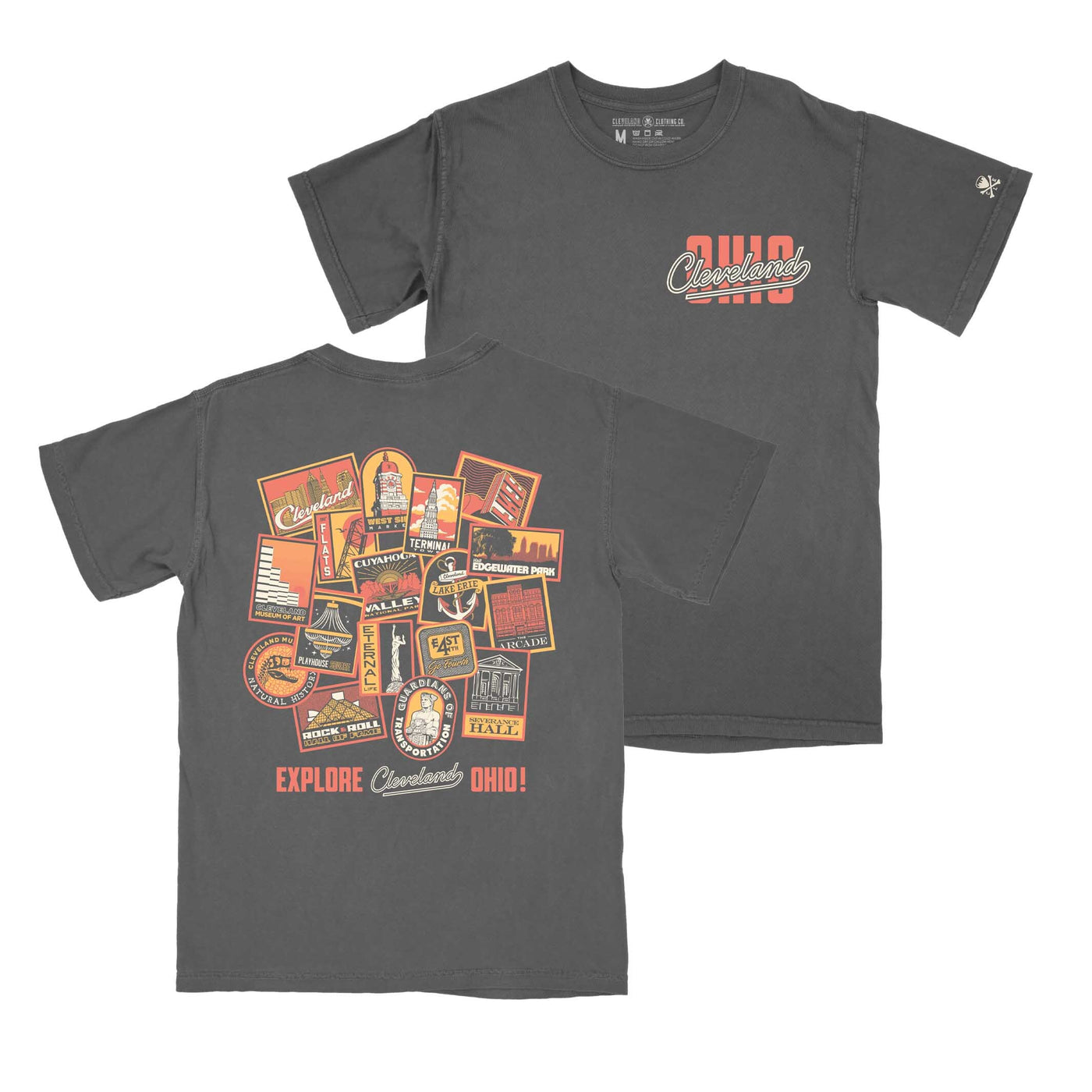 Explore Cleveland Landmarks - Unisex/Mens Crew T-shirt
