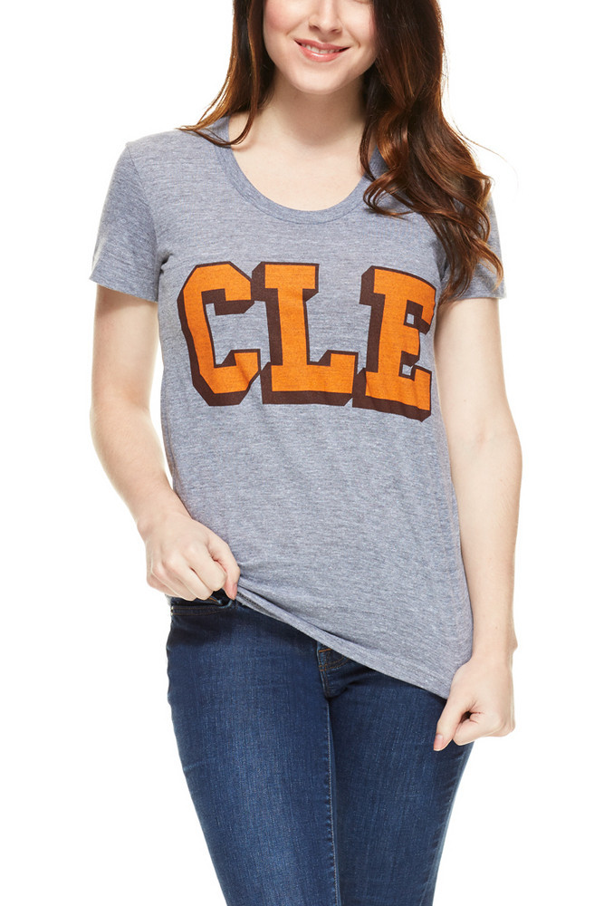 CLE College - Brown/Orange - Womens Relaxed Fit Crew T-Shirt