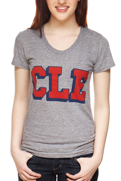 CLE College - Navy/Red - Womens Relaxed Fit Crew T-Shirt