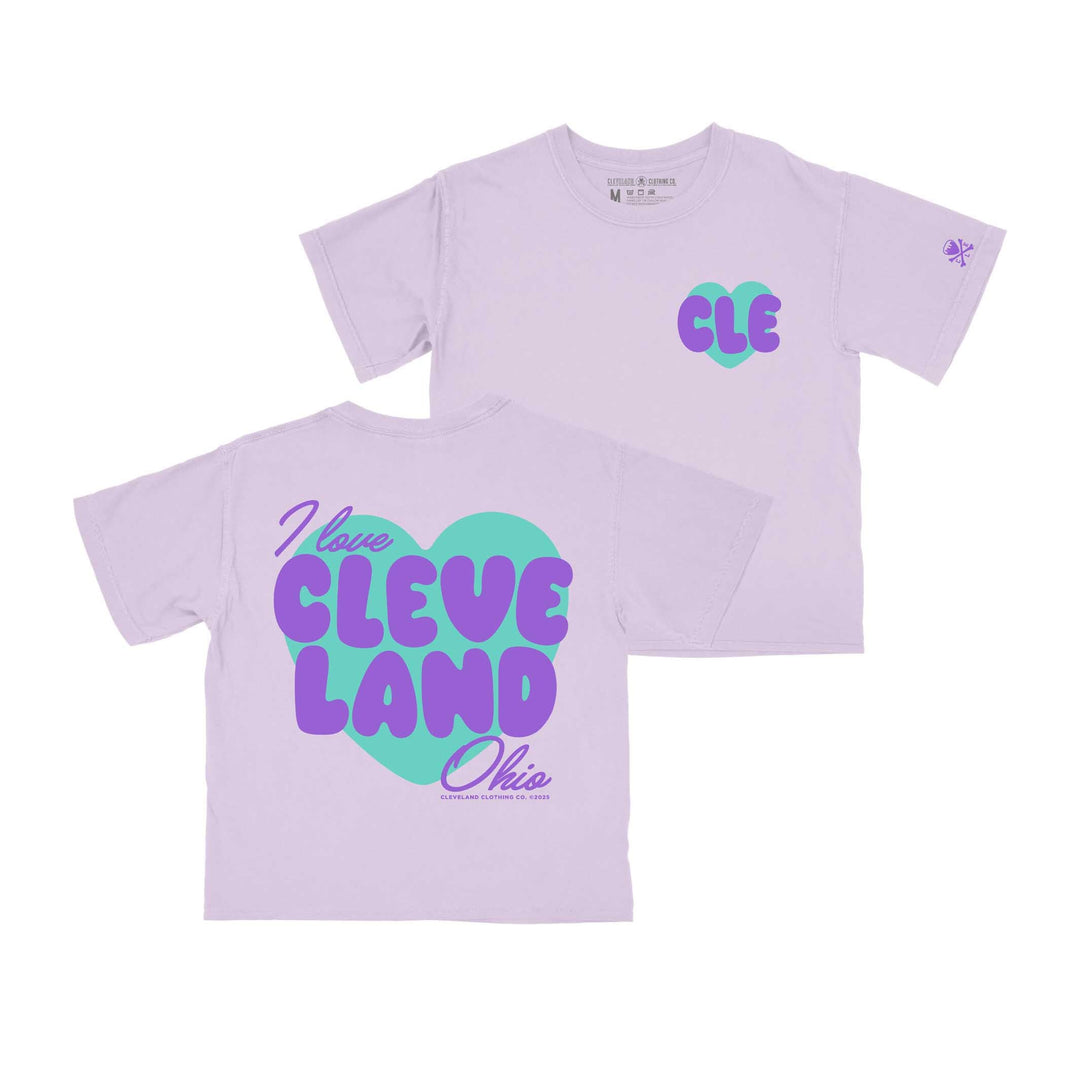 I Love Cleveland Heart Women's Boxy Crop Crew T-Shirt