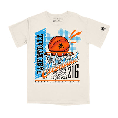 Cleveland Throwback Basketball - Unisex Crew T-Shirt - Ivory