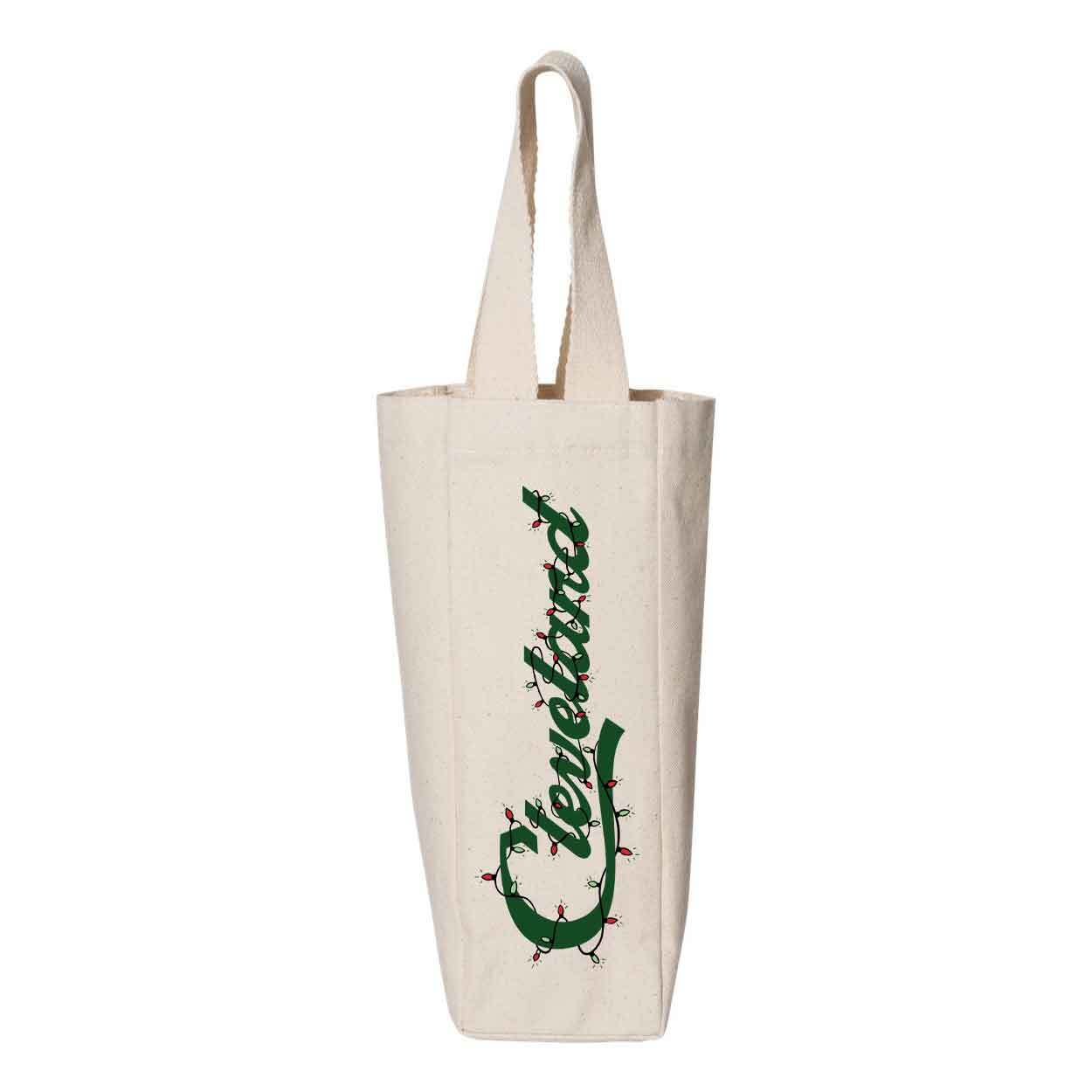 Cleveland Script Lights Wine Tote