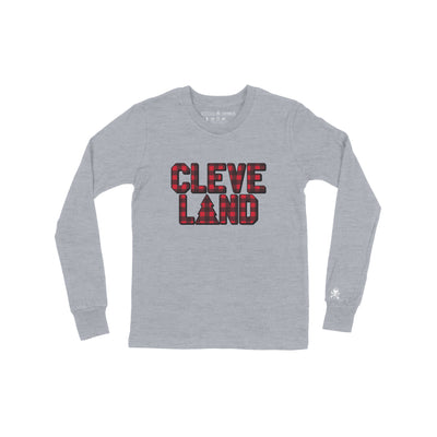 CLEVELAND - Buffalo Plaid - Youth Long Sleeve Crew Tshirt
