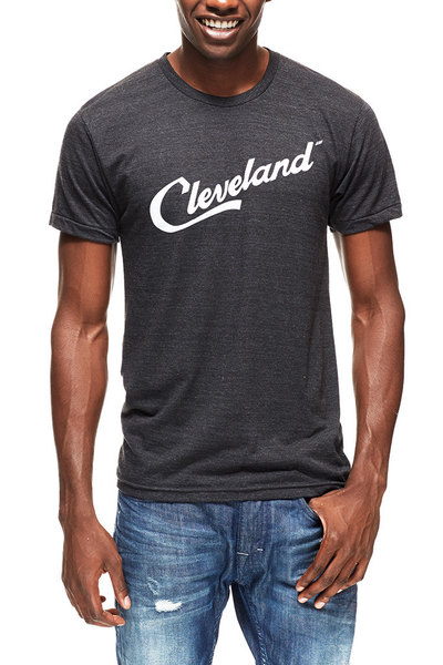 Cleveland Script - Unisex Crew T-Shirt - Heather Black