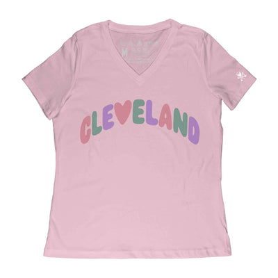 Cleveland Heart Arch - Womens Relaxed Fit V-Neck T-Shirt