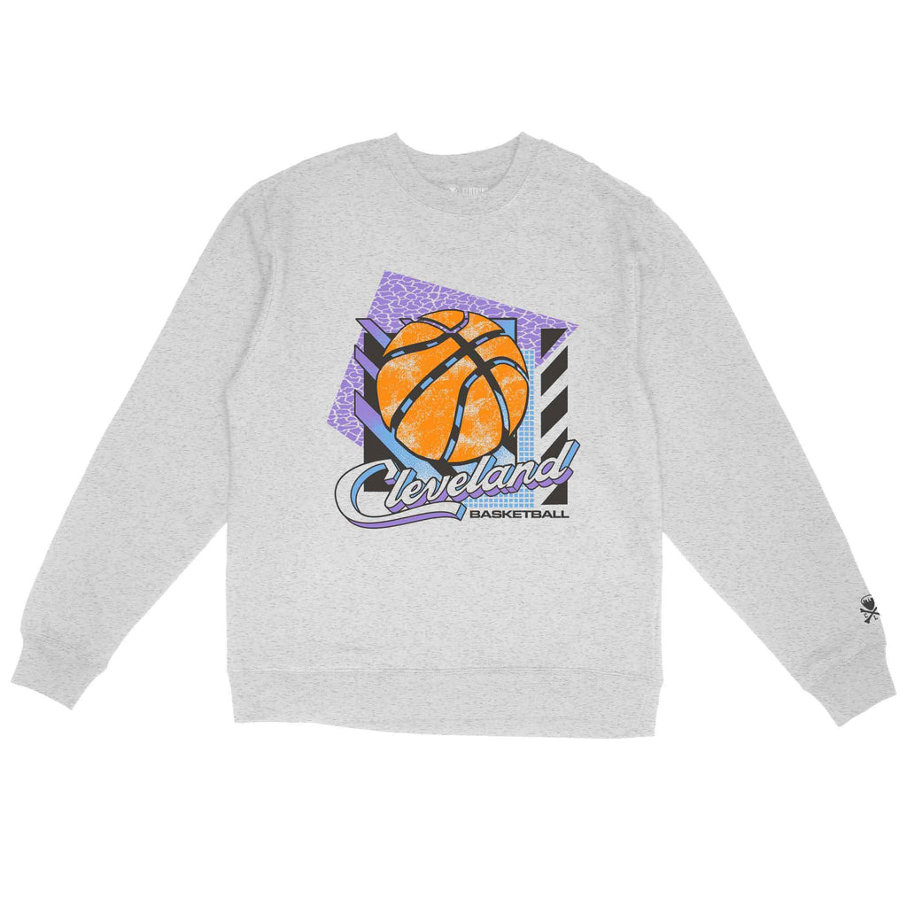 Vintage Cavs Sweatshirt Heather Gray Cleveland Basketball Blue