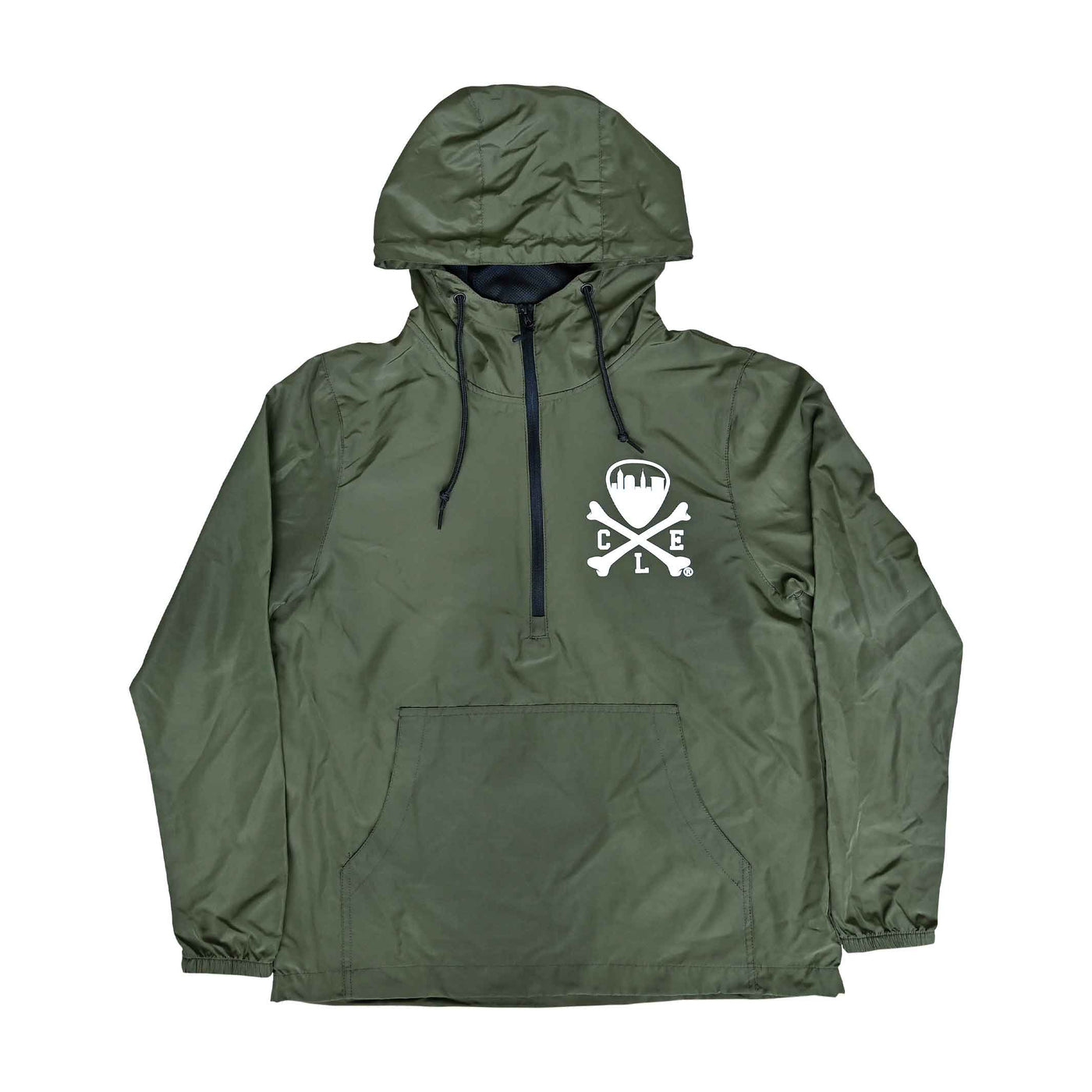 CLE Logo Quarter Zip Windbreaker - Army Green
