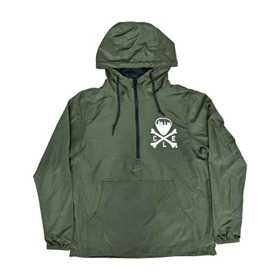 CLE Logo Quarter Zip Windbreaker - Army Green
