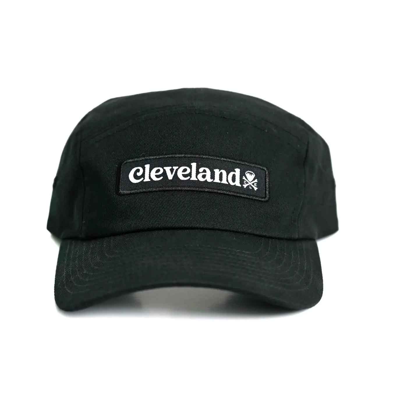 Cleveland Retro Type 5 Panel Hat - Black