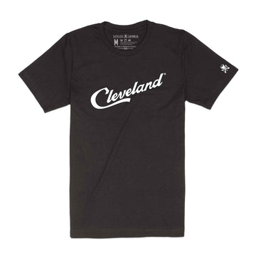 Cleveland Script - Mens/Unisex Crew T-Shirt - Heather Black