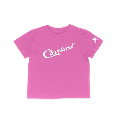 Cleveland Script - Toddler Crew T-Shirt - Pink