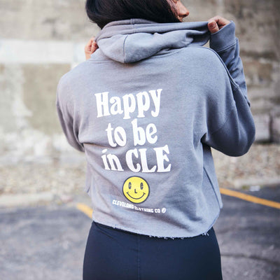 Happy To Be In CLE - Womens Cropped Hoodie