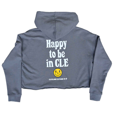 Happy To Be In CLE - Womens Cropped Hoodie