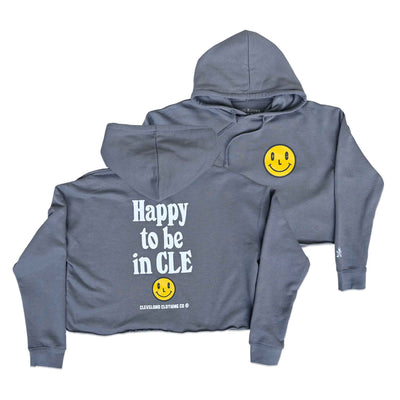 Happy To Be In CLE - Womens Cropped Hoodie