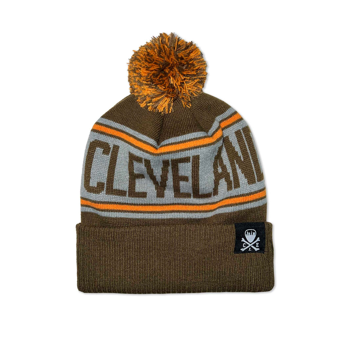 Cleveland Jacquard Pom Beanie - Brown